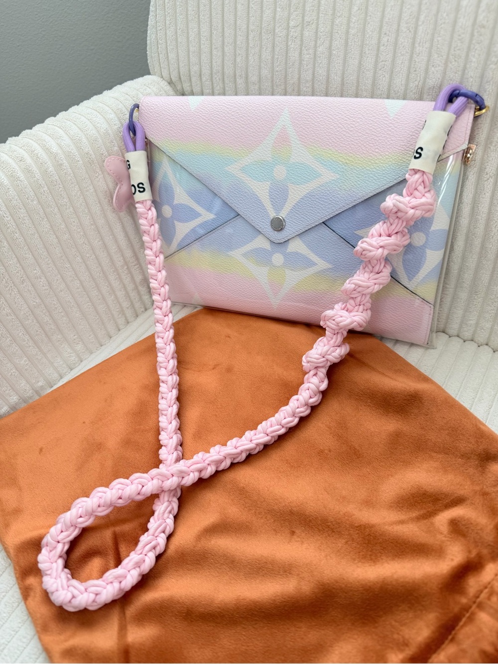 Pastel Monogram Envelope Crossbody Bag - Pink